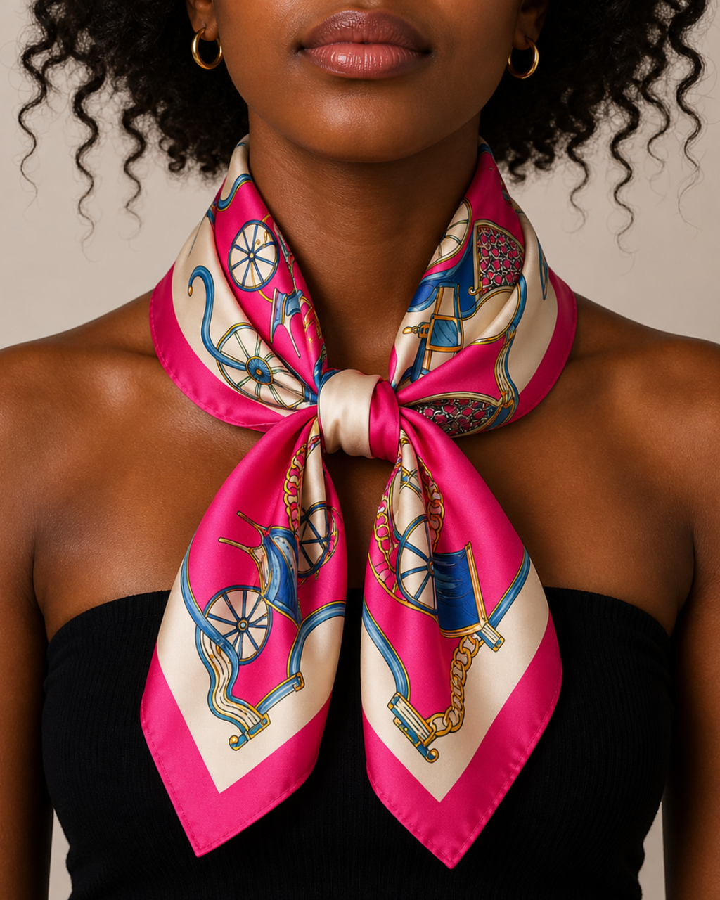 Fuchsia Carriage Silk Scarf