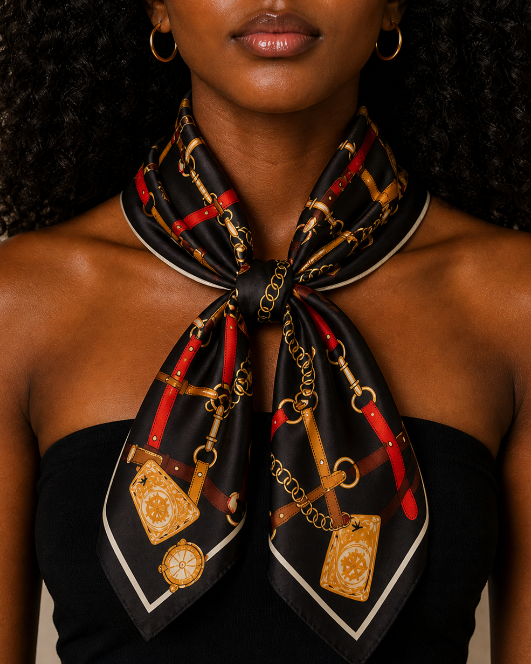 Noir Reins Silk Scarf