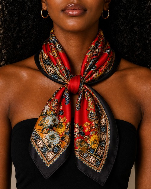 Crimson Jardin Silk Scarf