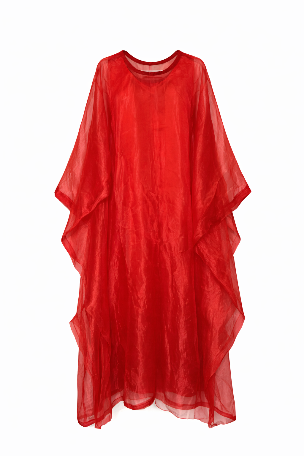 Red sheer kaftan on a white background